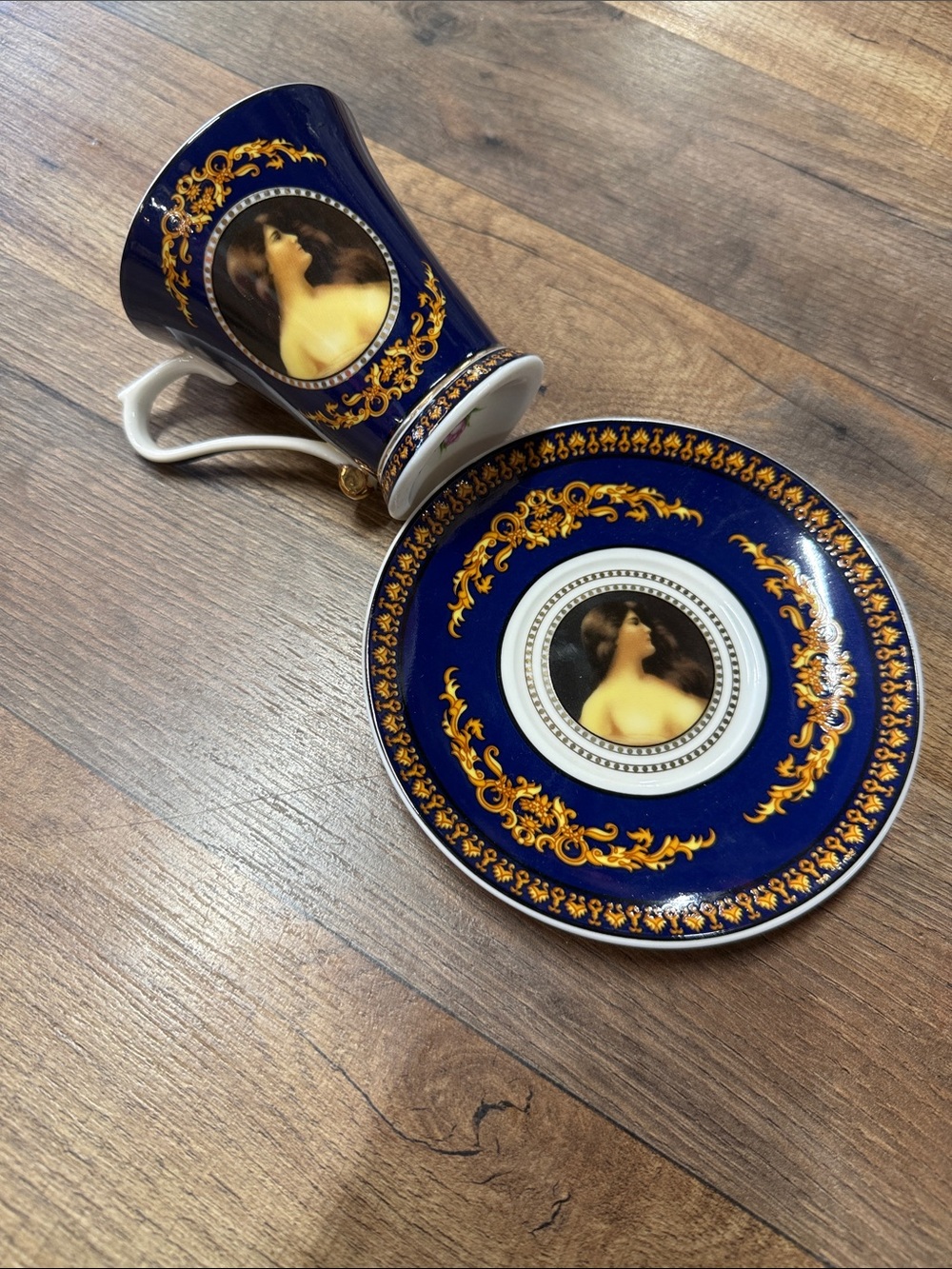 Cobalt Blue Portrait Demitasse Cup & Saucer Set